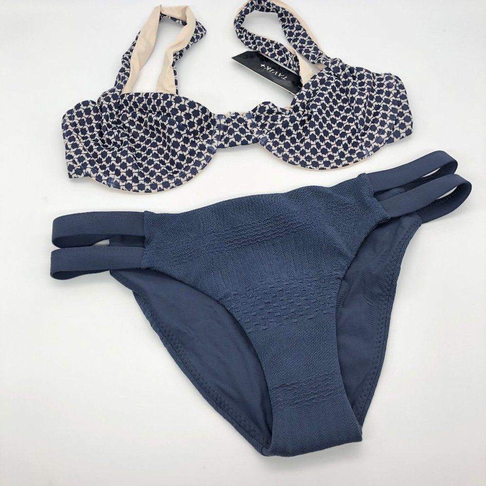New Tavik Blue & Cream Bikini - Size S
